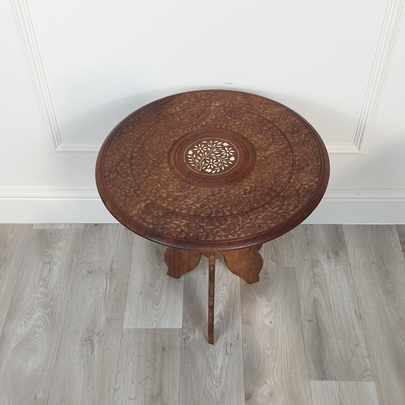 Circular Carved Indian Occasional Table - F200