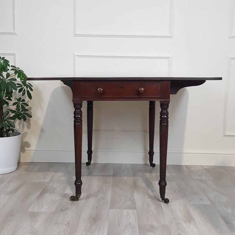 Victorian Mahogany Pembroke Table (Reeded Edge Detail & Turned Supports) - F97