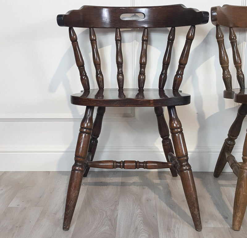 Set Of Four Stained Beech Elbow Chairs - F199