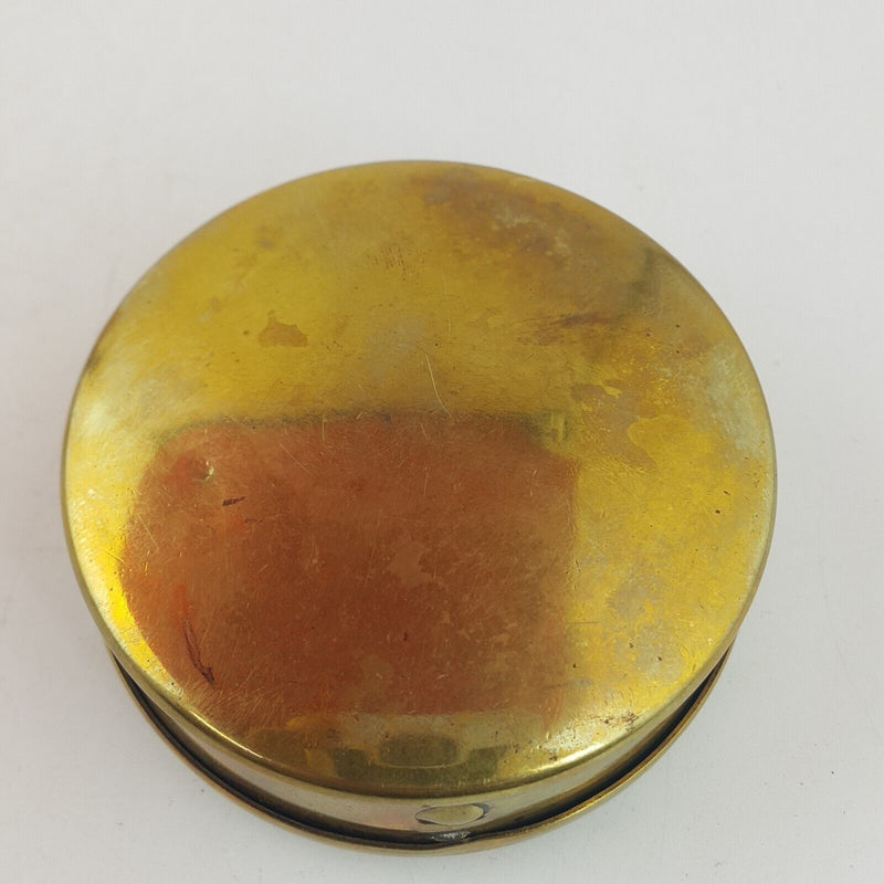 Antique Solid Brass Snuff Box Tin Trinket - 104TF