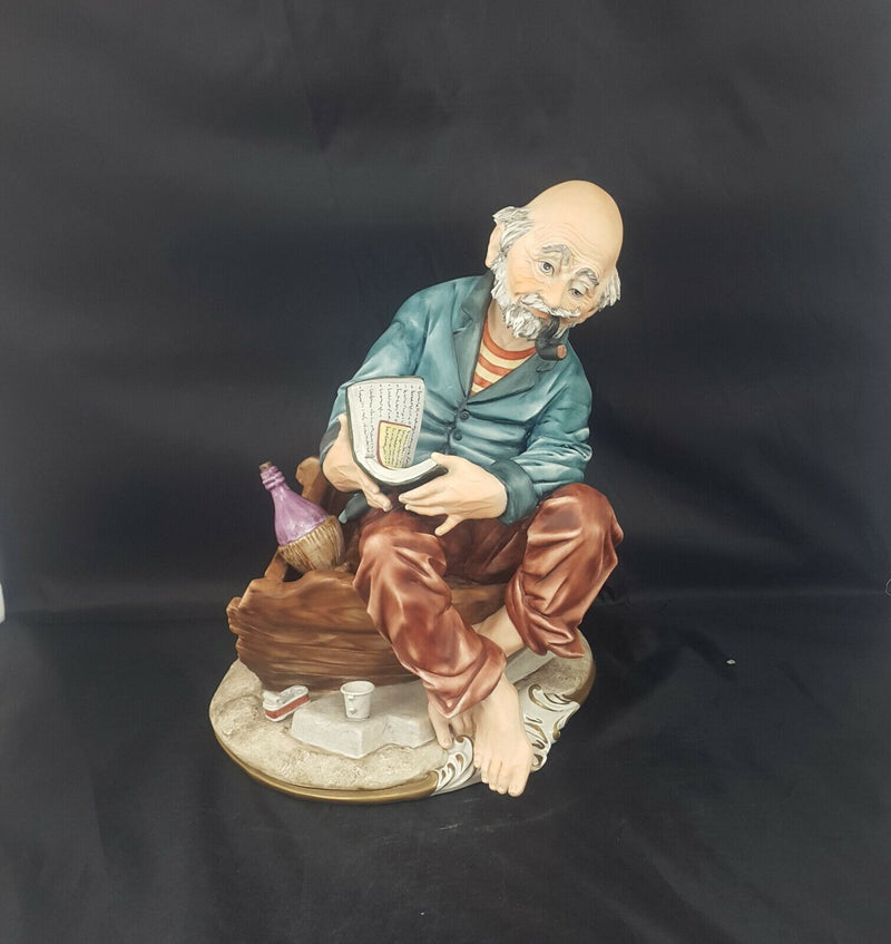 Capodimonte Figurine The Tramp Smoking Pipe and Reading Book - Damaged