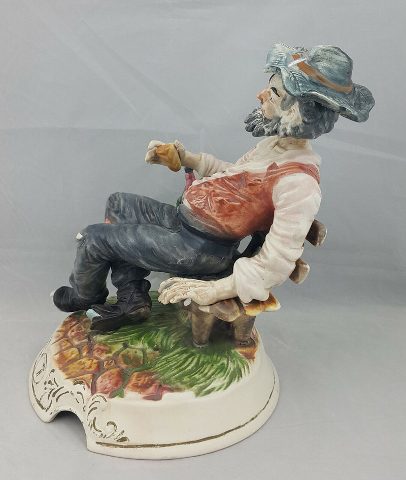 Capodimonte Large Figurine Tramp On Bench