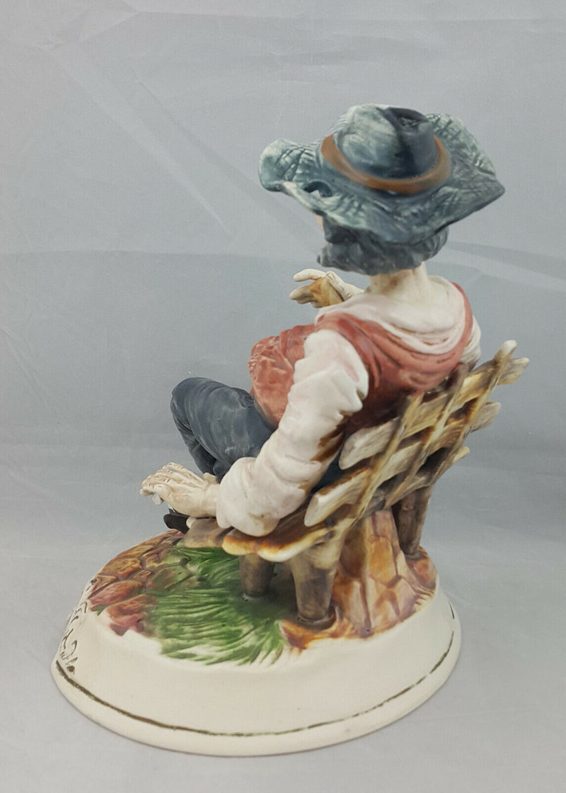 Capodimonte Large Figurine Tramp On Bench