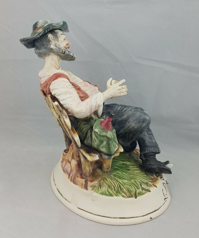 Capodimonte Large Figurine Tramp On Bench