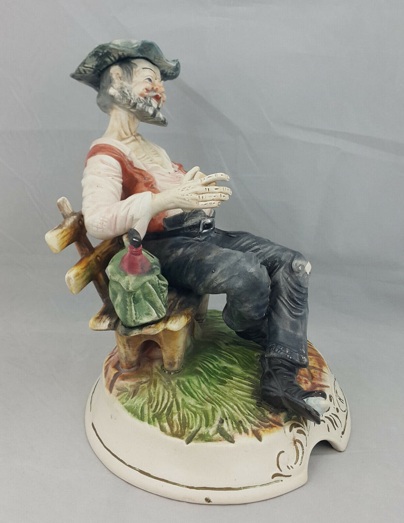 Capodimonte Large Figurine Tramp On Bench