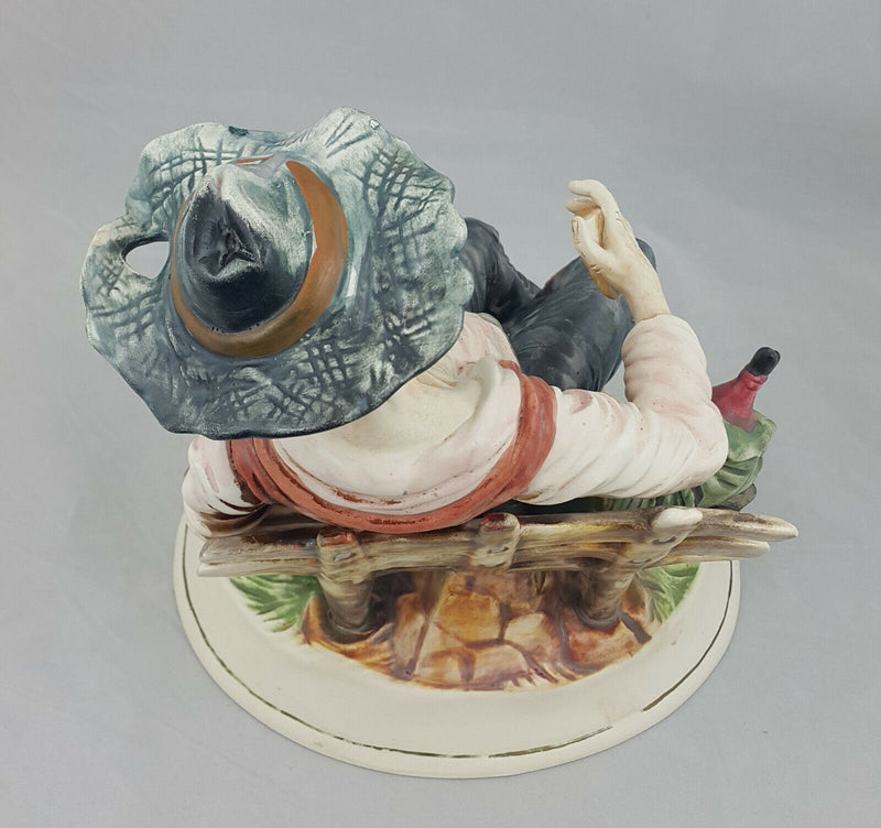 Capodimonte Large Figurine Tramp On Bench