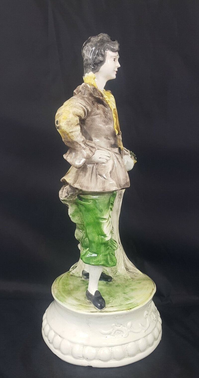 Capodimonte Figurine Man with Flower Basket - Restored