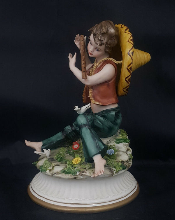 Capodimonte Figurine Boy Playing Flute with CoA