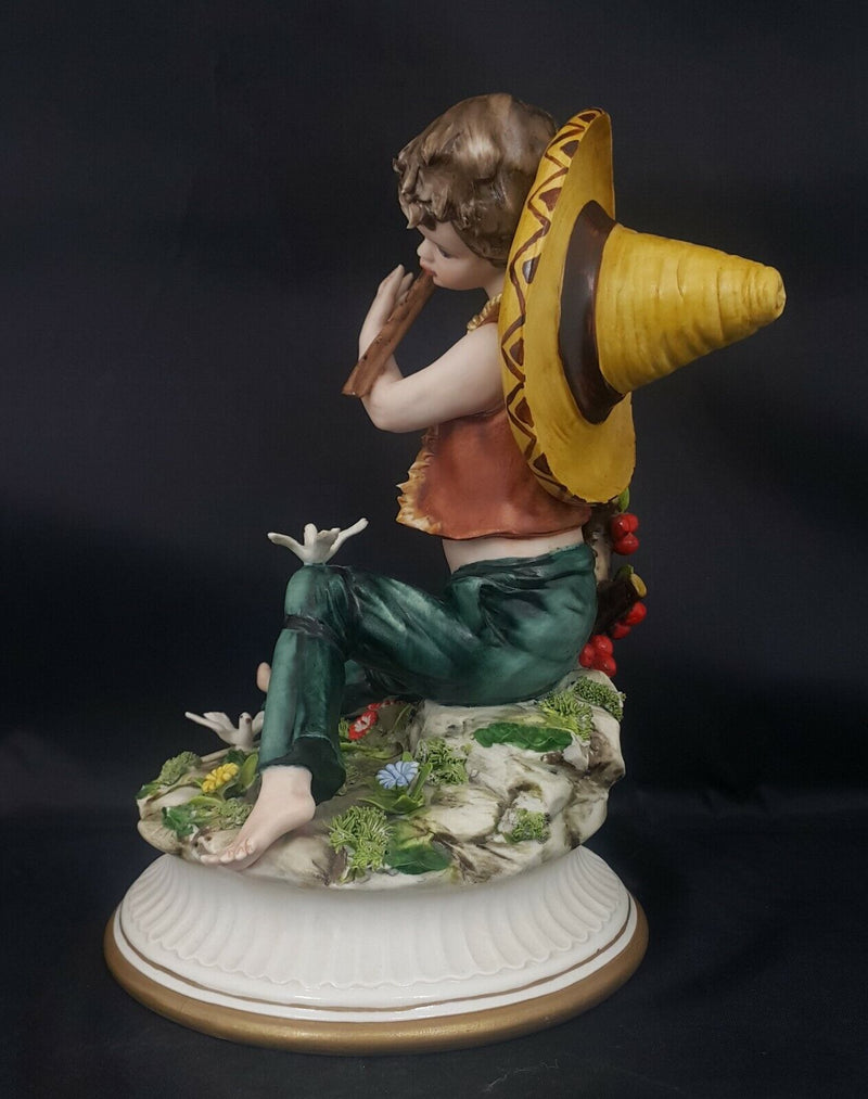 Capodimonte Figurine Boy Playing Flute with CoA