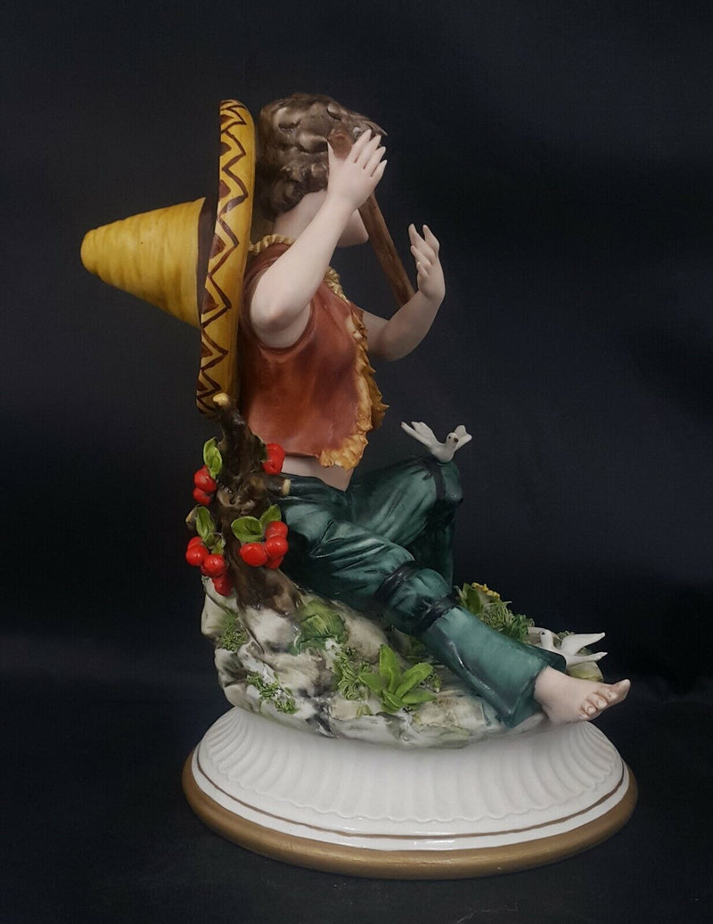 Capodimonte Figurine Boy Playing Flute with CoA