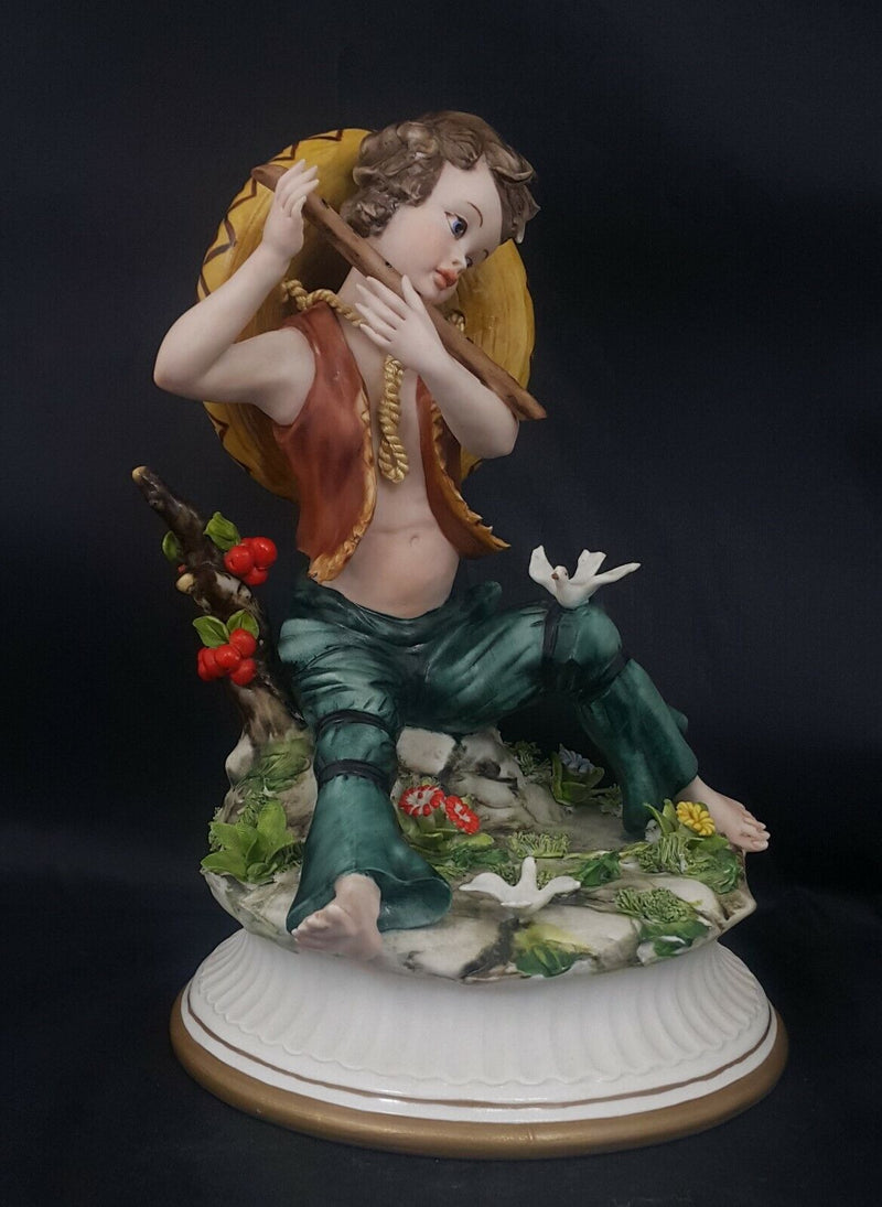 Capodimonte Figurine Boy Playing Flute with CoA