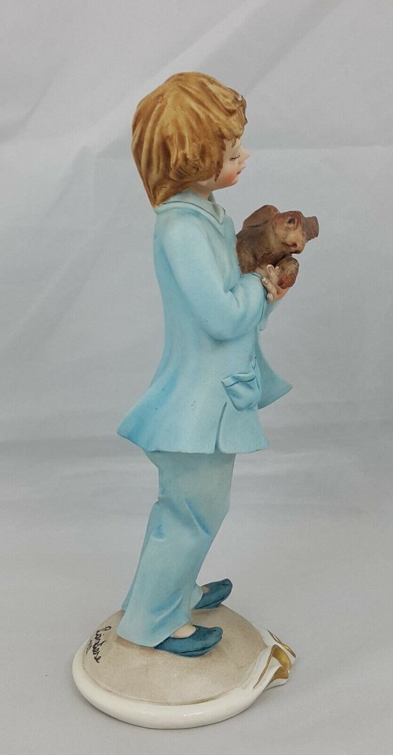 Capodimonte Figurine Boy with Rabbit with CoA - Restored