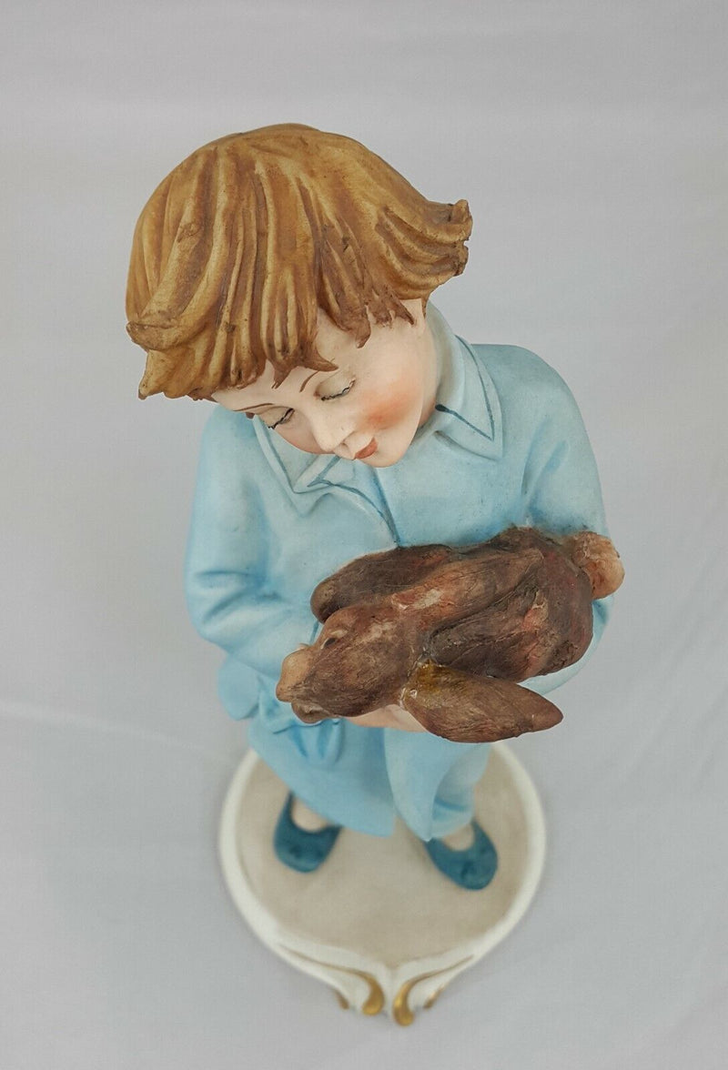 Capodimonte Figurine Boy with Rabbit with CoA - Restored