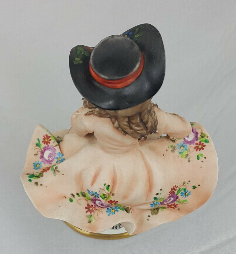 Capodimonte Figurine Seated Girl with Fruit Basket - Minor Chip