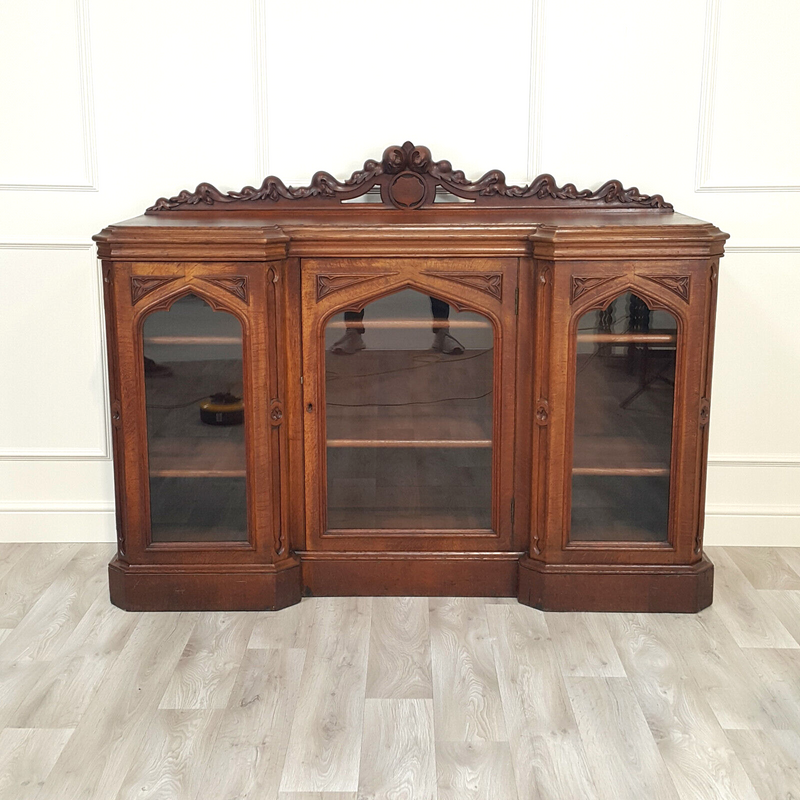 Antique Victorian Gothic Bookcase / Cupboard / Sideboard - F239