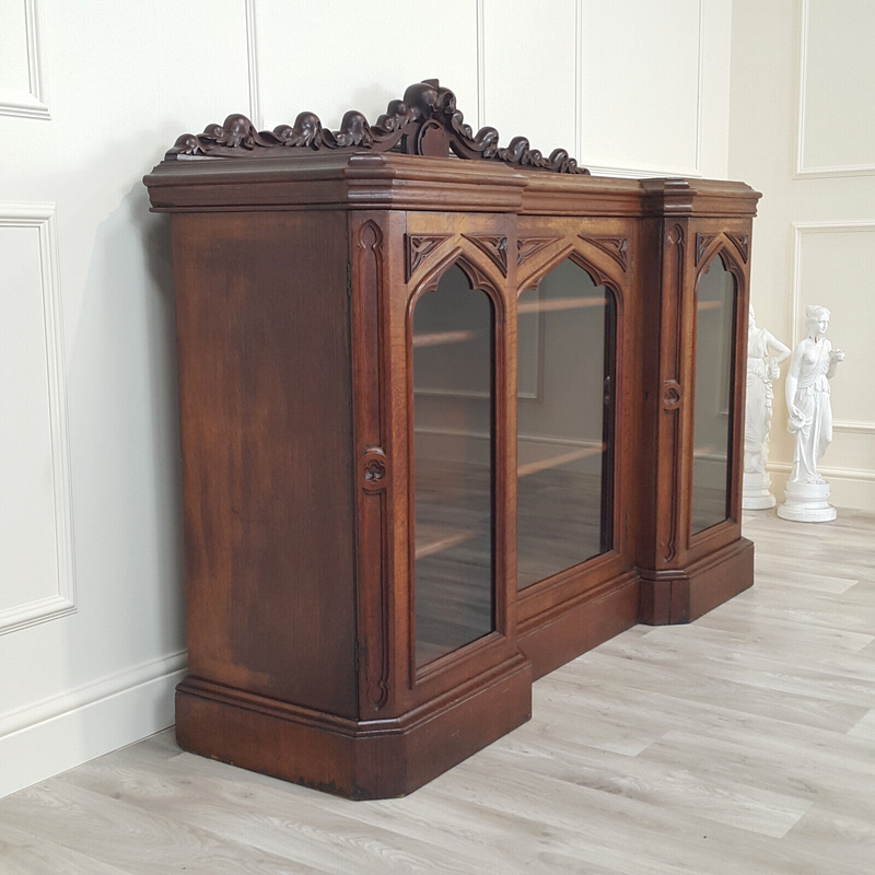 Antique Victorian Gothic Bookcase / Cupboard / Sideboard - F239