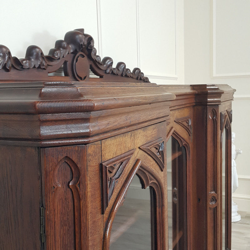 Antique Victorian Gothic Bookcase / Cupboard / Sideboard - F239