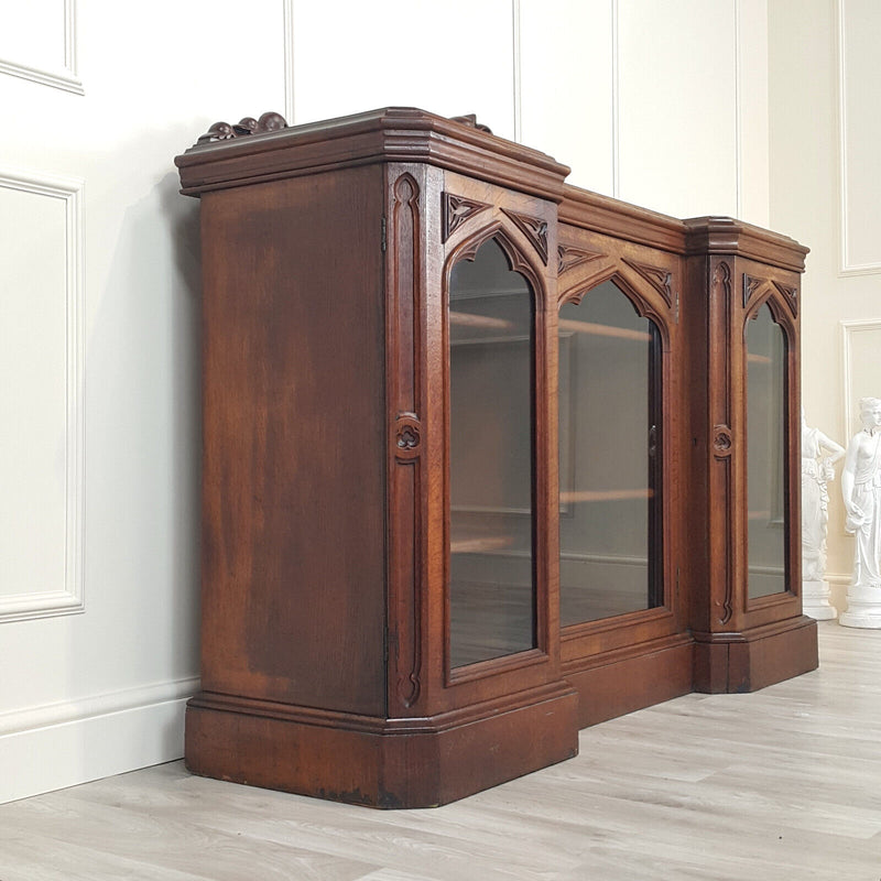 Antique Victorian Gothic Bookcase / Cupboard / Sideboard - F239