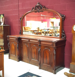 Antique Victorian Ornate Carved Mahogany Sideboard with Mirror & Drawers - F299