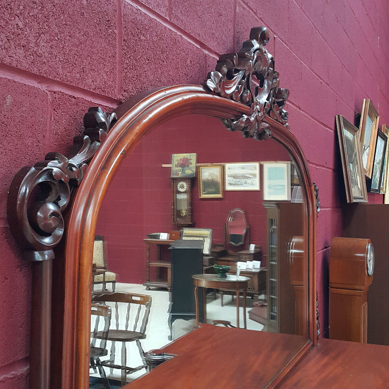 Antique Victorian Ornate Carved Mahogany Sideboard with Mirror & Drawers - F299