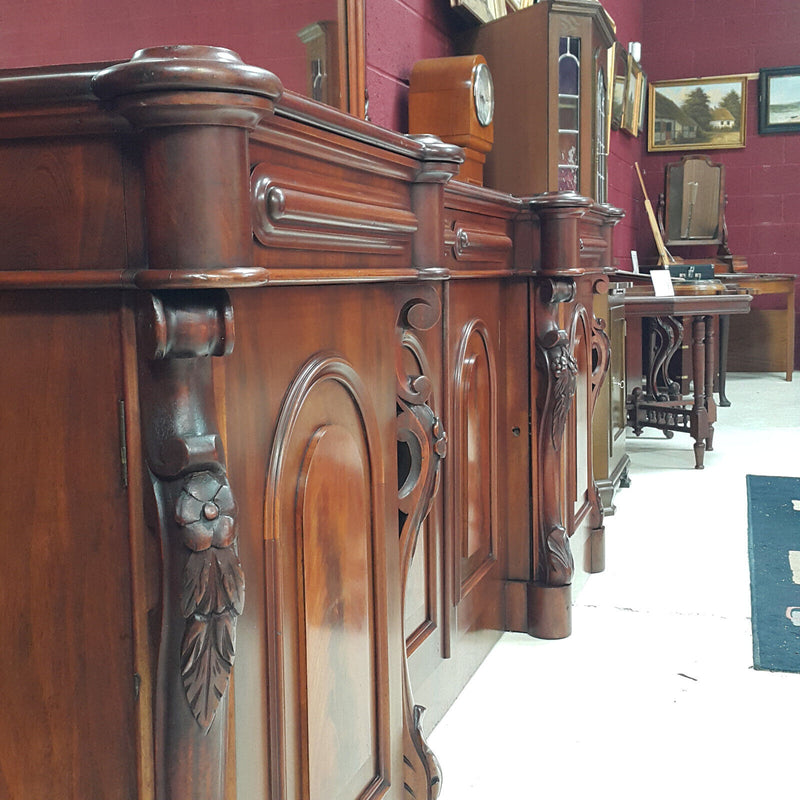 Antique Victorian Ornate Carved Mahogany Sideboard with Mirror & Drawers - F299