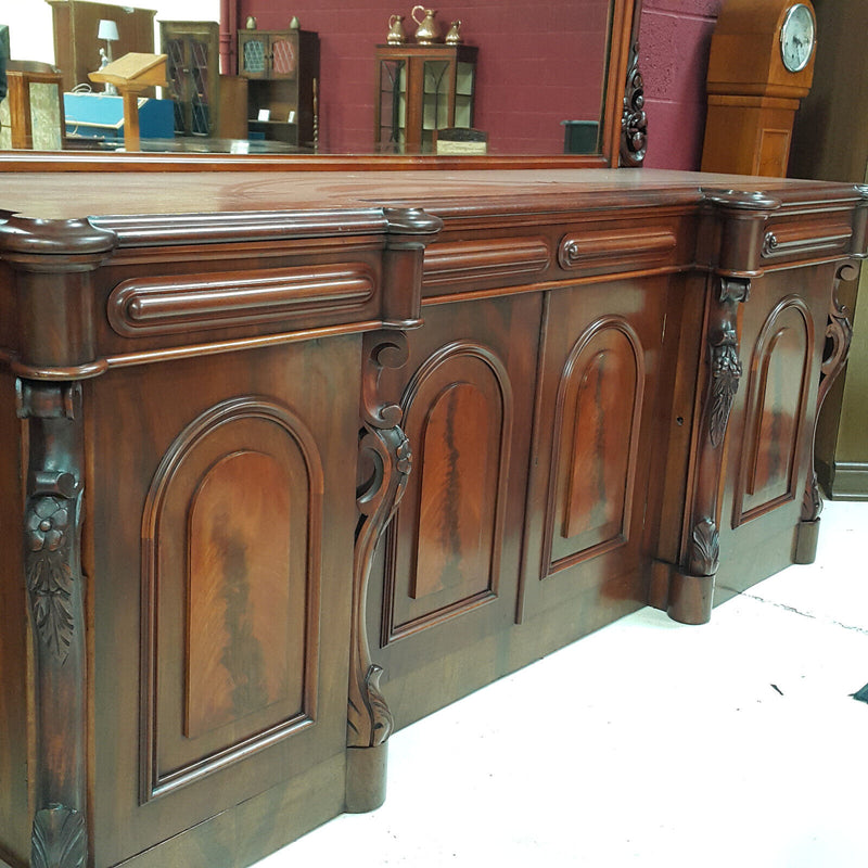 Antique Victorian Ornate Carved Mahogany Sideboard with Mirror & Drawers - F299