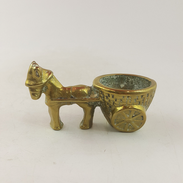 Vintage Brass Candle Holder | Ashtray | Paperweight - Horse With Cart - TF 205