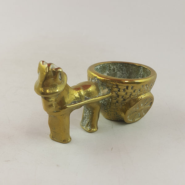 Vintage Brass Candle Holder | Ashtray | Paperweight - Horse With Cart - TF 205