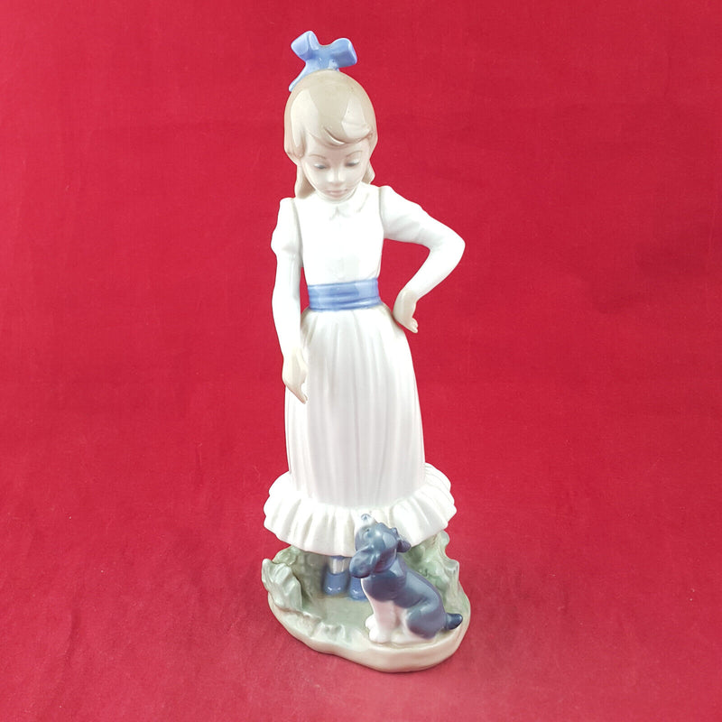 Lladro Figurine - Standing Girl With Hoop & Puppy (damaged) - L/N 2714