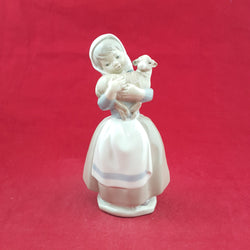 Lladro Nao Figurine - Girl Holding Lamb In Arms 0120 - L/N 2921