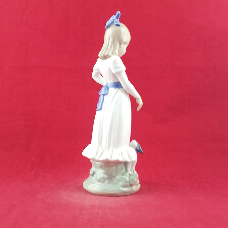 Lladro Figurine - Standing Girl With Hoop & Puppy (damaged) - L/N 2714