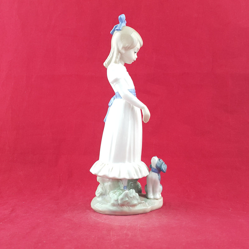 Lladro Figurine - Standing Girl With Hoop & Puppy (damaged) - L/N 2714