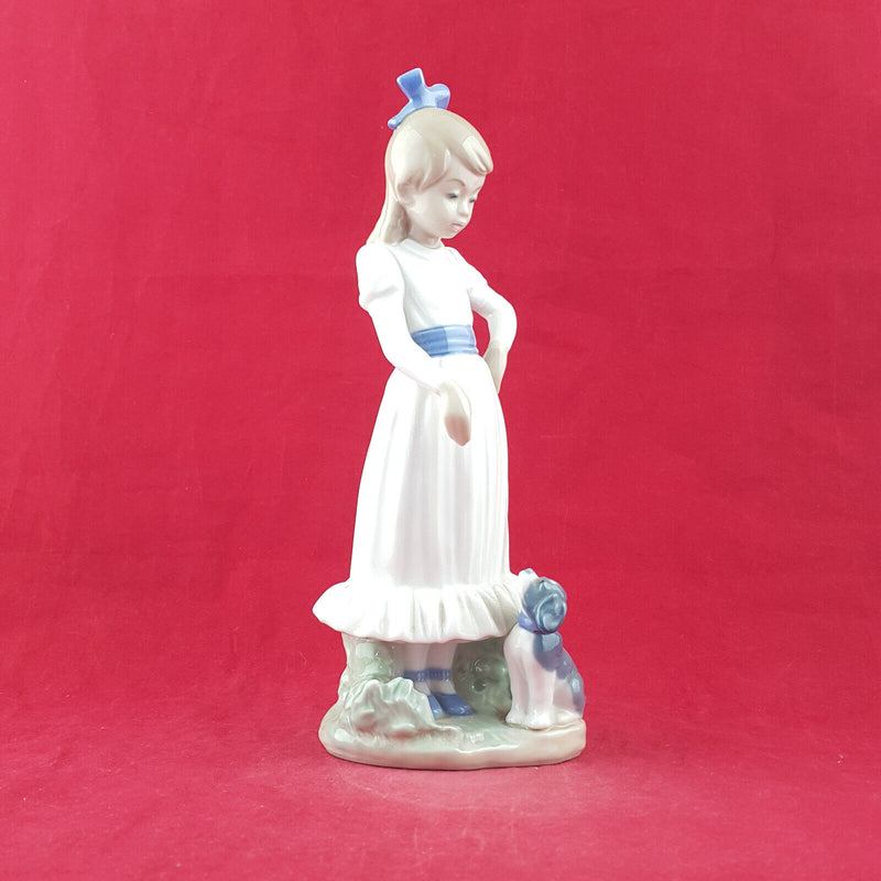 Lladro Figurine - Standing Girl With Hoop & Puppy (damaged) - L/N 2714