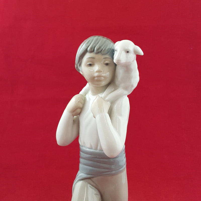 Lladro Nao Figurine - Boy Carrying Lamb - L/N 2919