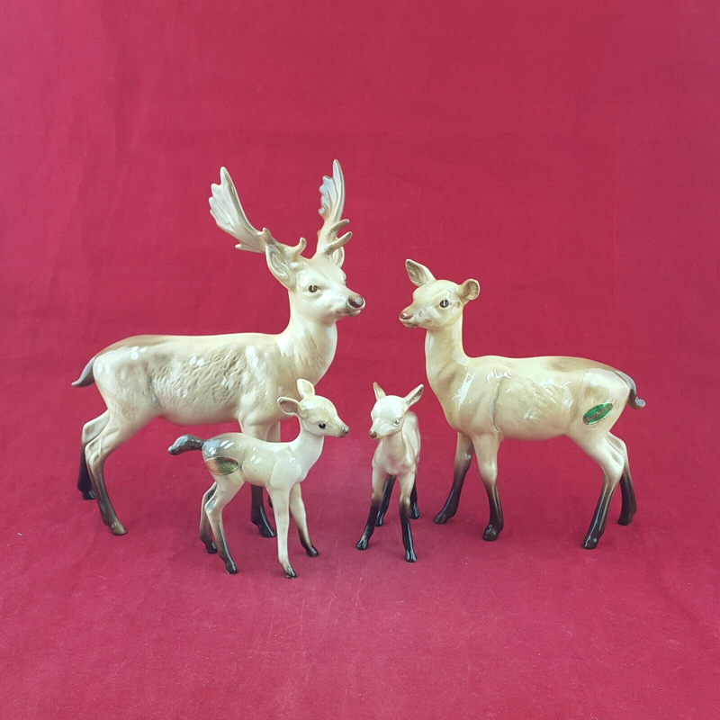 Beswick Deer Family Stag 981 Doe 999A & Two Fawn 1000B - 7240 BSK