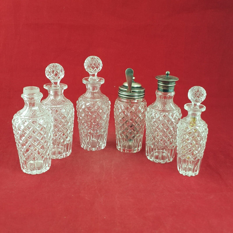 Antique 1894 Victorian Quality Cut Glass & Silver Plated Cruet presentation Set