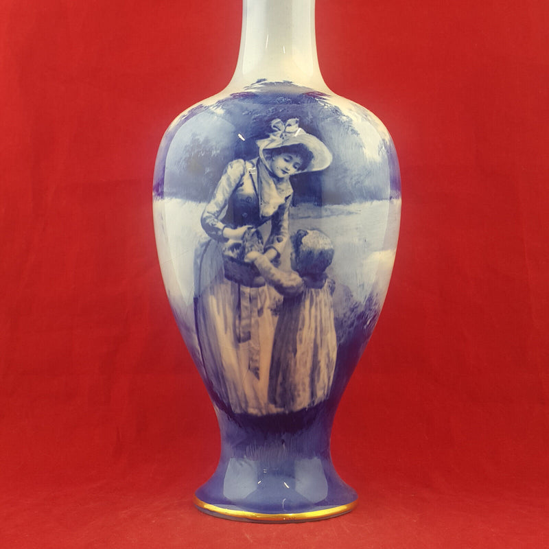 Royal Doulton Blue Vase - Girl Rummaging In Mother's Basket - RD 1778