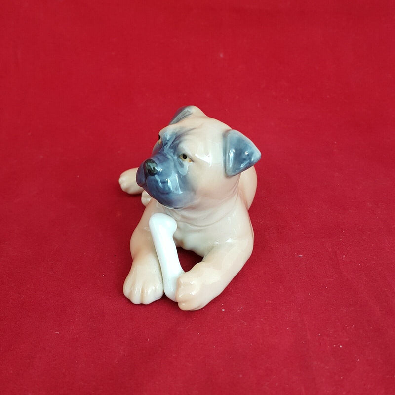 Royal Copenhagen Mini Collection Bull Dog Puppy With Bone No748 - RCH 5492