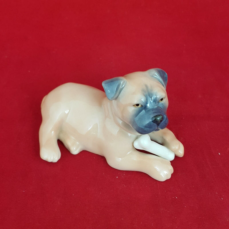 Royal Copenhagen Mini Collection Bull Dog Puppy With Bone No748 - RCH 5492