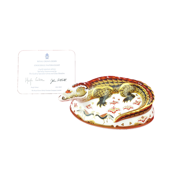 Royal Crown Derby - Crocodile Paperweight (Gold Stopper with CoA) - RCD 3101