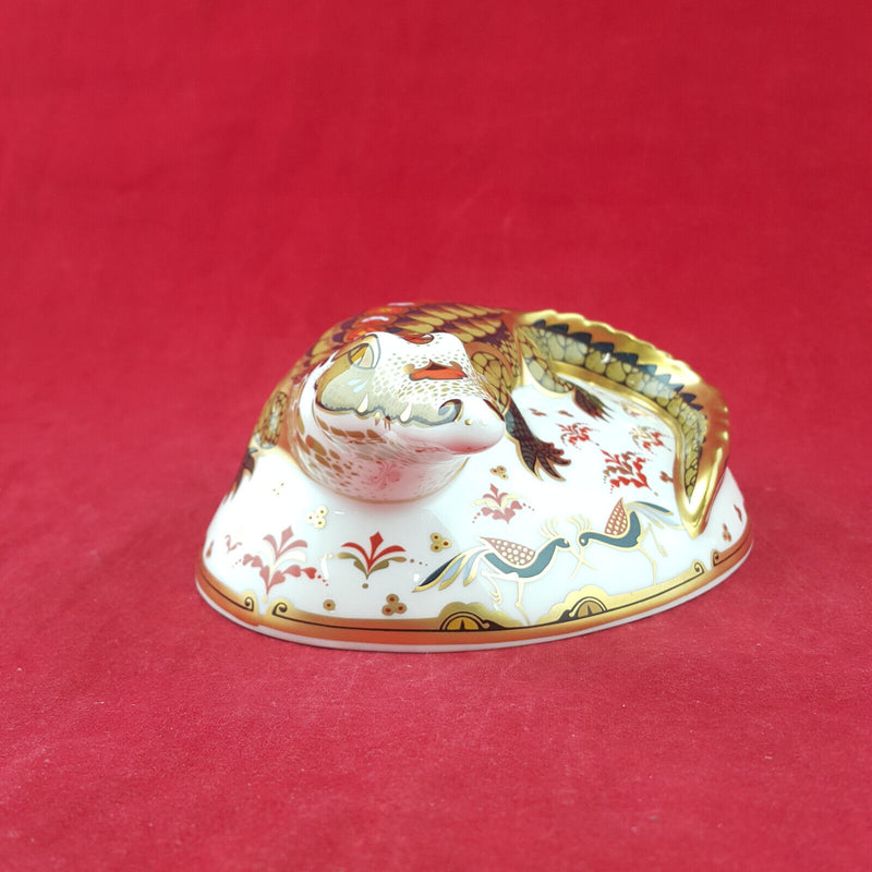 Royal Crown Derby - Crocodile Paperweight (Gold Stopper with CoA) - RCD 3101