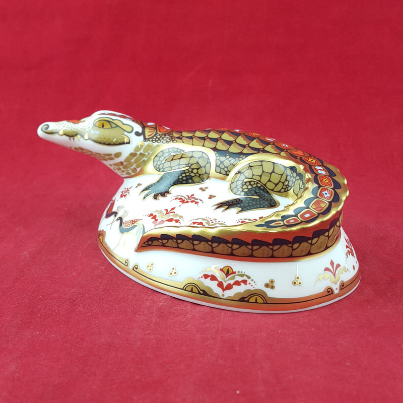 Royal Crown Derby - Crocodile Paperweight (Gold Stopper with CoA) - RCD 3101