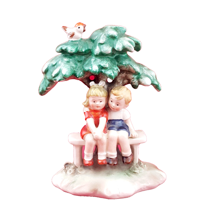 Goebel Kinderland - 2 Children Sitting On A Bench Besides A Tree GF 97 - TF 119