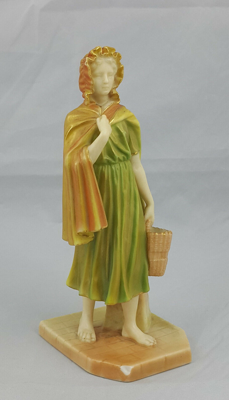 Royal Worcester Figurine Shot Enamel Irish Girl Model No. 1874 - Chipped