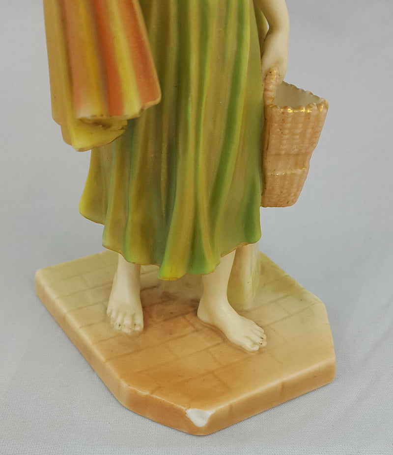 Royal Worcester Figurine Shot Enamel Irish Girl Model No. 1874 - Chipped