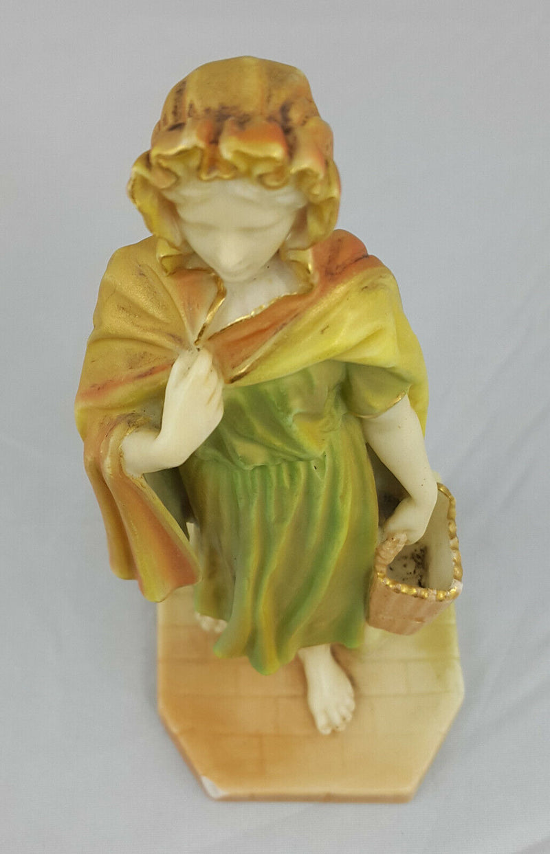 Royal Worcester Figurine Shot Enamel Irish Girl Model No. 1874 - Chipped