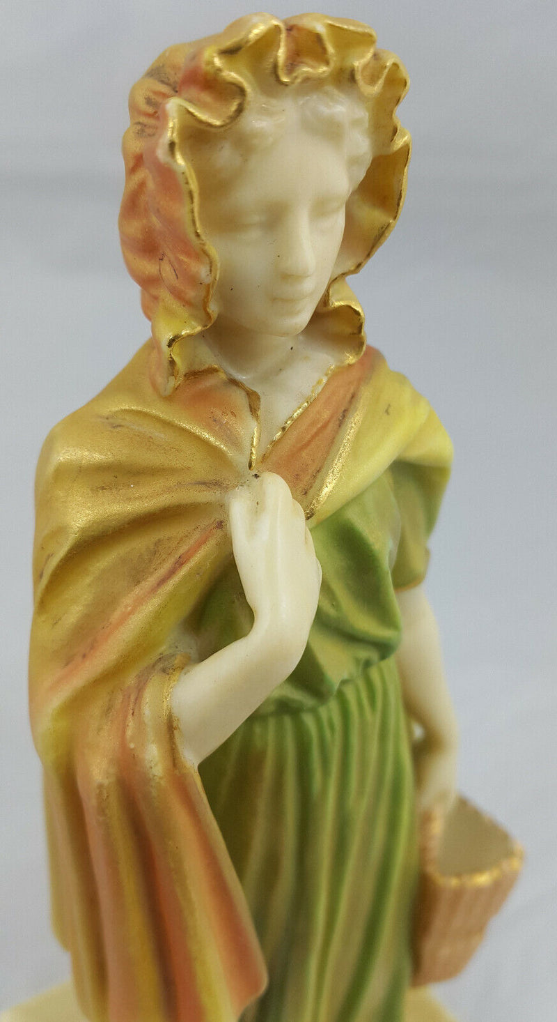 Royal Worcester Figurine Shot Enamel Irish Girl Model No. 1874 - Chipped