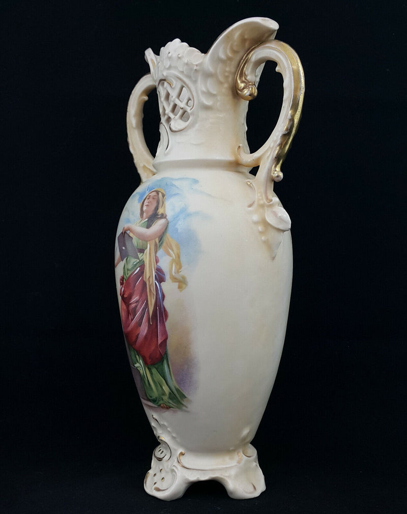 Royal Dux Vase Hand Painted Lady - Marks