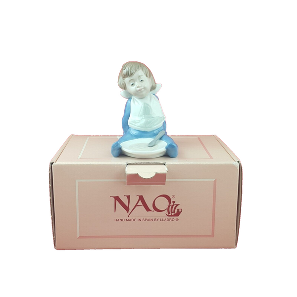 Lladro Nao Figurine 1074 Baby Eating Breakfast Boxed - 8978 L/N