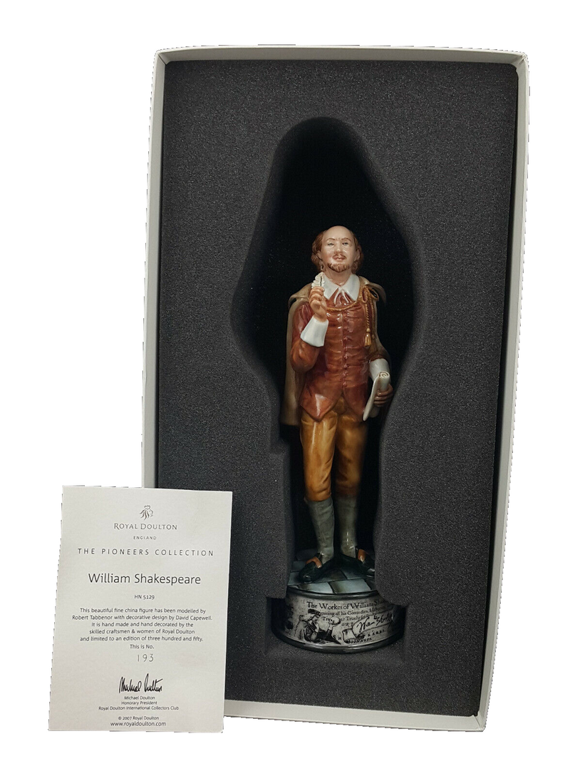 Royal Doulton Figurine William Shakespeare HN5129 - Boxed & CoA